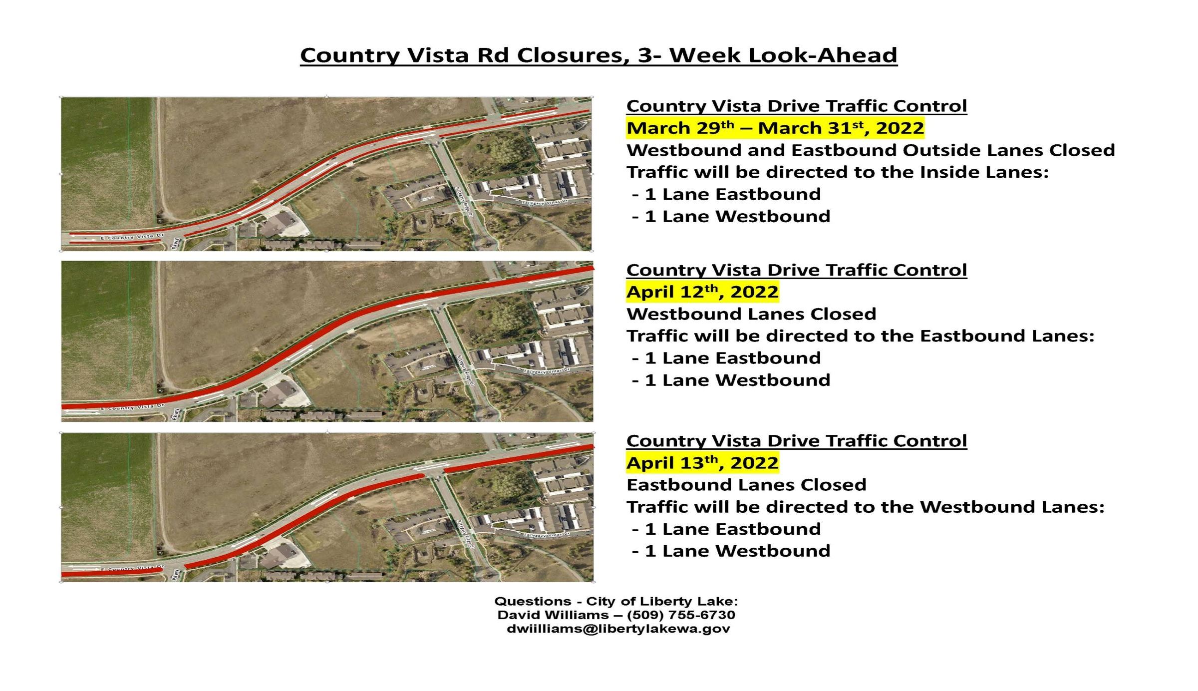 Country Vista Road Closures - 3-Week Look Ahead 03252022