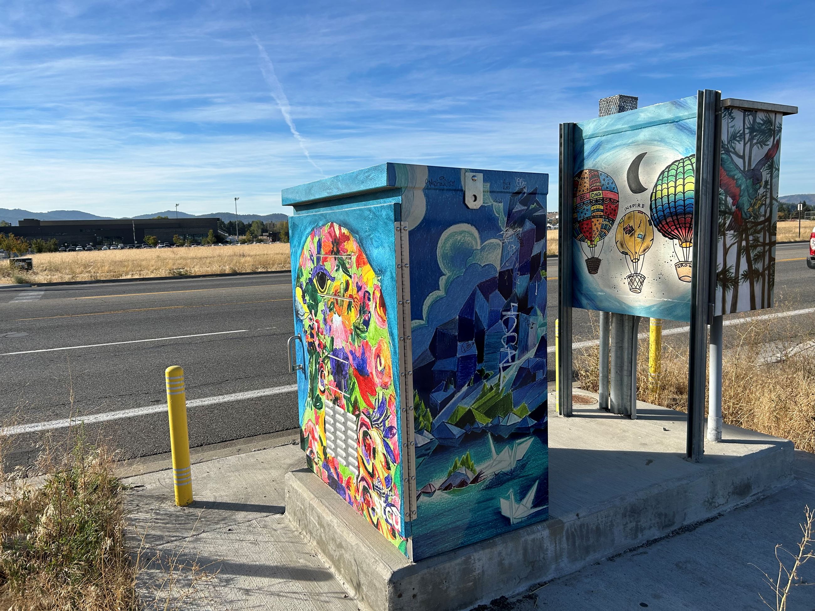 Image of Signal Box Wrapped in colorful art.