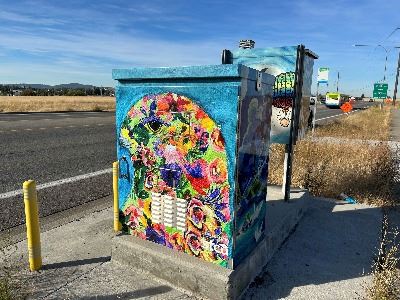 Image of Signal Box Wrapped in colorful art.